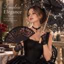 Paterr 3 Pcs White Lace Parasol Set Wedding Umbrella with Fan & Gloves