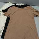 Neer 3 Pack Fitted Ribbed Scoop Neck T-Shirts for Women, Tight Short Sleeve Tops Slim Basic Tee Trendy Summer Blouses. Size Small