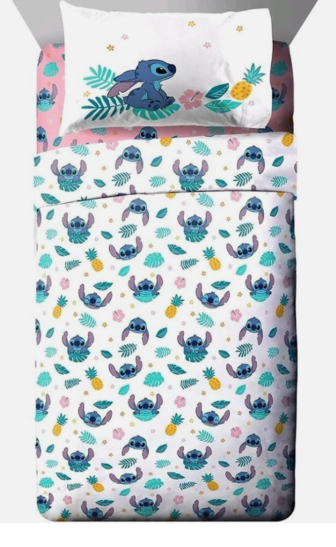 Lilo and Stitch 3 Pcs Twin Size Multicolor Microfiber Bedding Sheet Set for Kids
