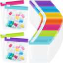 Sherr 35 Pcs Pill Pouch Bags Zippered Pill Pouch Set Reusable Translucent Medicine Organizer Self Sealing Medicine Organizer Travel Plastic Bags with Slide Lock for Storage(Bright,Bright Colors)