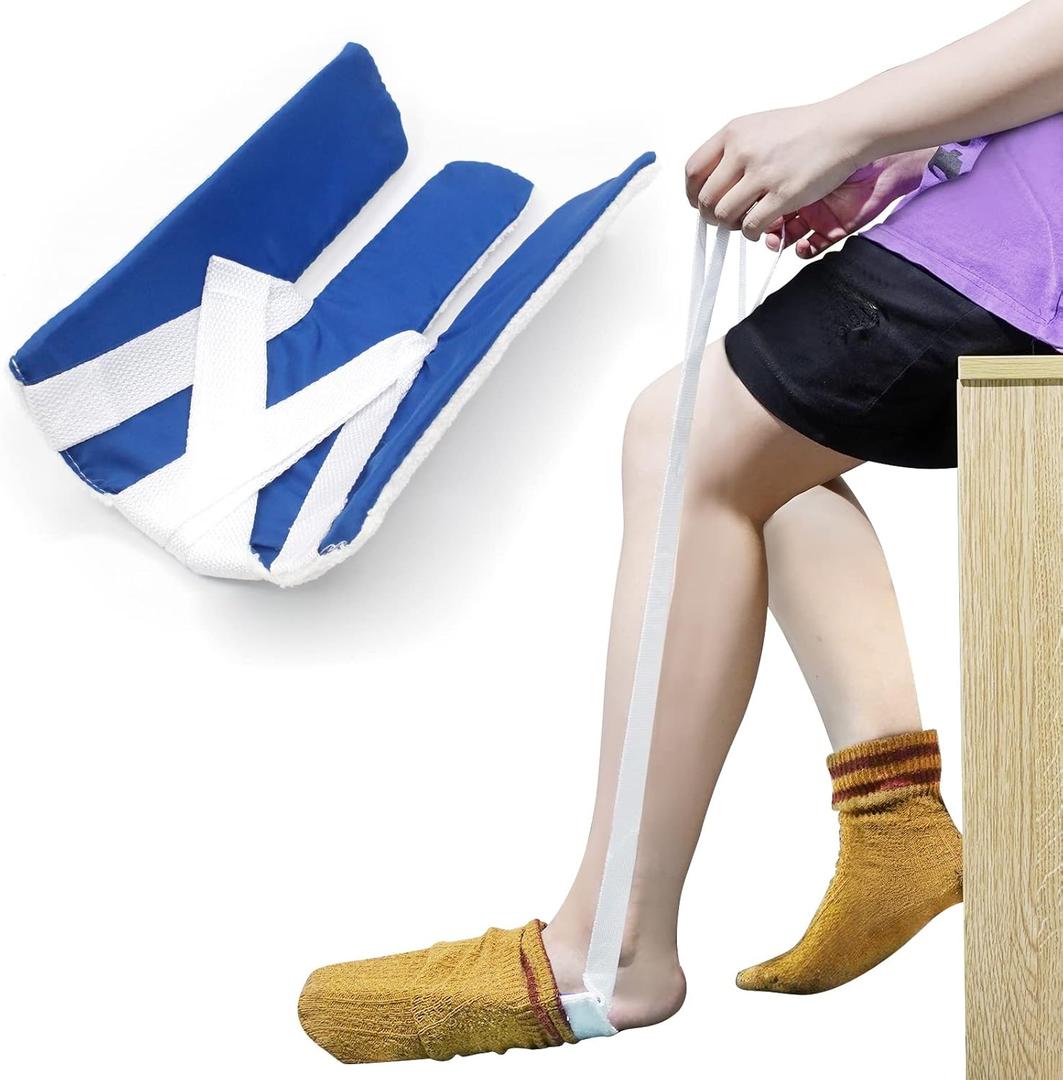 Sock Aid, Sock Helpers to Put on Your Socks for Seniors, Disabled, Pregnancy, Assist Device for Elderly, Tool Aide Puller Easy on and Off with No Bending(Dark Blue)