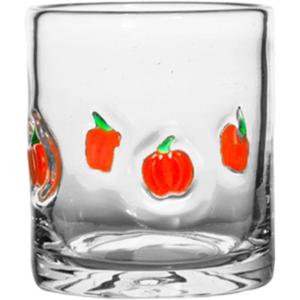 Christmas Drinking Glass, Snowman Themed Juice and Cocktail Cups, 14 oz Old Fashioned Glassware for Holiday Parties and Gifts, Clear Hand Blown Glass (D)