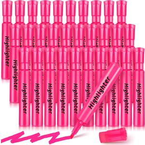 Qilery 30 Pack Highlighters Bulk, Tank Style Chisel Tip Highlighters Markers Pack Quick Drying for Adult Coloring, Home Office Supplies (Pink)