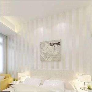 QIHANG European Modern Minimalist Country Stripe Wallpaper Roll for Living Room Bedroom Tv Backdrop Wall Cream&White Color, 20.8 inches x 393 inches