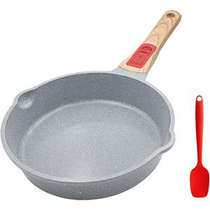 8 Inch Nonstick Ceramic Deep Frying Pan, Small Egg Omelette Pan with Removable Handle, Aluminum Saut Pan Compatible with All Stovetops, Oven Safe (Blue)