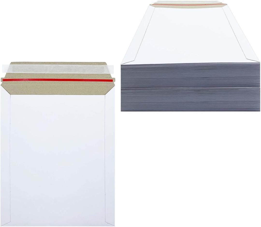80 Pack 8×10 inch Photo Document Mailer,White Cardboard Envelopes Stay Flat Mailing for Photos, Pictures, Papers, CD Self Seal Shipping Envelopes for Home, Office Rigid Mailers