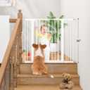 keny 36" Extra Tall Baby Gate for Doorways, Fits Openings 29.7" to 46" Wide, Auto Close Pressured Mounted Dog Gate for Stairs, No Drilling Easy Install Pet Gate, White