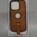 For IPhone 15 Pro Leather Case with Stand, Anti-Slip Grip Ring, Fits for MagSafe (Brown, IP 15 Pro-6.1inch)