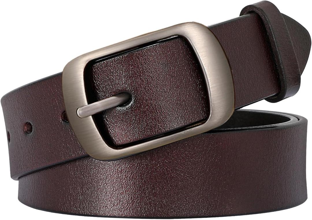 SUOSDEY Women Belts For Jeans Dresses Pants Ladies Leather Waist Belt with Elegant Buckle, Width 1.3" (02-coffee)