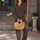 KFUBUO Fall Outfits for Women 2025 2 Piece Lounge Sets Long Sleeve Sweatshirt and Wide Leg Pants Tracksuits Casual Sweatsuit