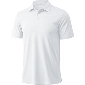 Men's Polo Shirts Short Sleeve Golf Quick Dry Collared Moisture Wicking Athletic Performance Polos, White Small