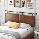 Queen Size Headboard, Wall Mounted Hanging Upholstered Bed Headboard with Modern Design Faux Leather Padded Headboards Ideal for Bedroom (Brown Leather, Queen)