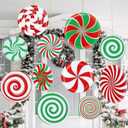 12 Pcs 12 Inch/10 Inch Large Christmas Decorations Outdoor Double Sided Christmas Yard Hanging Ornaments Holiday Porch Lawn Candy Hanging Decorations for Xmas Tree Porch Yard Decor