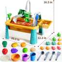 NIPLOOOW Kitchen Sink Toys Toddlers 3-5, Play Sink with with Electric Water Pump, Water Table for Kids Ages 4-8, Fishing Game Outdoor Toys Pretend Role Play Toys for Boys Girls 3 4 5 6 7 8