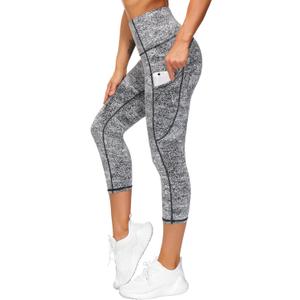 THE GYM PEOPLE Thick High Waist Capris Yoga Pants with Pockets, Tummy Control Workout Running Yoga Leggings for Women M