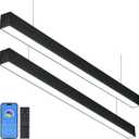 8FT Linkingable LED Linear Light, 100W 15000lm Dimmable Suspended Linear Light, 3000-6000K Color Changing, Prefect for Office Shop, Gym ETL-Listed 2-Pack (White)