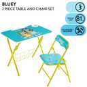 Bluey 2 Piece Table and Chair Set, Folding Kids Desk with Storage Basket, Childrens Activity Table for Drawing, Learning, Crafts, Playroom Furniture, Ages 3+