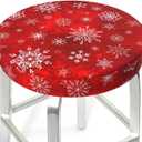 ICOMON 12 Inch Padded Christmas Round Bar Stool Cover Cushion with Elastic Fabric Round Chair Seat Cushion for Wooden Metal Stools