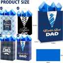 Colodeol 16 Pcs 10.8" Father's Day Bags with Tissue PaperLarge Fathers Day Bag with Handles Fathers Paper Treat Candy Bag Bulk for Dad
