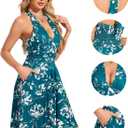 CVCPP Women's Sexy Floral Print Sundress Halter V Neck Tie Back Sleeveless Ruffle Mini Short Summer Beach Dresses Cd02-05-M