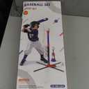 3-in-1 Baseball Set for Kids 3-5 - Tee Ball Stand, Hanging Tee, Ball Launcher and 6 Softballs - Adjustable Height, Indoor/Outdoor Sport Gifts for Boys Girls, Blue