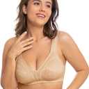 Wingslove Women's Full Coverage Non Padded Comfort Minimizer Wire-Free Bra Plus Size (46D, Dark Nude)