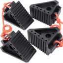 OULEME Premium Rubber Wheel Chocks with Carry Handles, Solid RV Tire Chocks for Camper, Travel Trailer, Trucks or ATV, Stable and Durable, 8.5" x 4" x 6" (4-Pack) Black