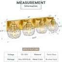 Bathroom Light Fixtures Over Mirror, 26" Brushed Gold Bathroom Vanity Light with Clear Hammered Glass Globe Shade, 4-Light Modern Sconces Wall Lighting, VL200-BG-CL-4