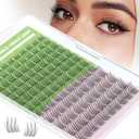 KEYYOU DIY Lash Clusters,120Pcs C Curl False Eyelashes Waterproof Invisible Band, Natural Looking at Home Extensions for Beginners