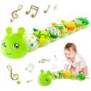 Infant Baby Musical Multi-Sensory Caterpillar, Stuffed Animal Activity Soft Toys, for Tummy Time Newborn 0-3-6-12 Months Boy and Girls, Green