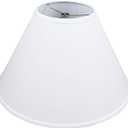 FenchelShades.com Lampshade 7" Top Diameter x 18" Bottom Diameter x 12" Slant Height with Washer (Spider) Attachment for Lamps with a Harp (White)