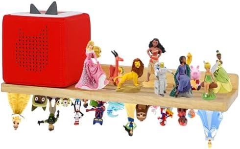 PHOENANCEE for Tonies Shelf Magnetic,for Tonie Figures Wall Shelves,for Toniebox Shelf Audio Toy Figurine Holder Organizer (Storage 36 Character),Compatible Charging Station for Kid's Room,Oak,1 Tier