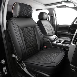JOJOBAY Chevy Silverado Seat Covers,Leather Seat Covers for GMC Sierra,Custom Fit 2007-2026 1500 2500HD 3500HD Crew Double Extended Regular Cab,LT LZT RST Trail Boss(Full Set,Black)