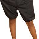 Unybwonn Bermuda Shorts for Women Baggy Knee Length Elastic Waist Jorts High Waisted Wide Leg Y2k Short Pants Streetwear (Black, L)