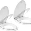 Toilet Seat, Elongated Toilet Seat with Toddler Seat Built in, Potty Training Toilet Seat Elongated Fits Both Adult and Child, with Slow Close and Magnets- Elongated 2 Packs (White)