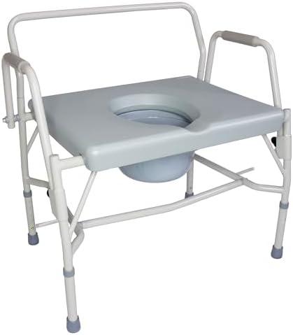 DMI Drop Arm Portable Toilet Commode, Extra-Wide Seat, 500 Pound Weight Capacity, Bucket with Lid Included, Adjustable Legs, Elderly Assistance Products, Grey DMI Drop Arm Portable Toilet Commode, Extra-Wide Seat, 500 Pound Weight Capacity, Bucket with Lid Included, Adjustable Legs, Elderly Assistance Products, Grey