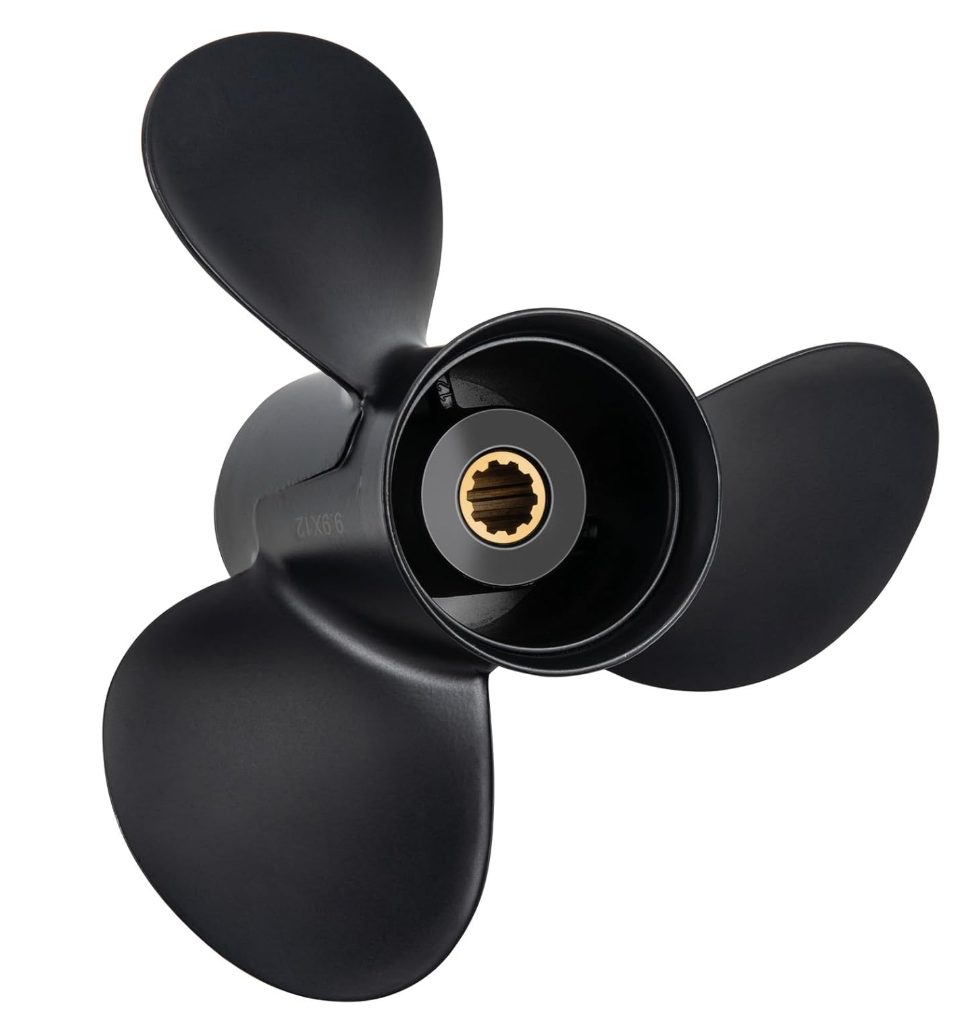 9.9 x 12 Aluminum Outboard Boat Propeller for Tohatsu & Mercury Engines 25-30HP, 10 Spline Tooth, 3R0B64525-0, Compatible with Tohatsu & Mercury 25HP 30HP, RH