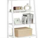 VASAGLE Ladder Shelf, 4-Tier Bookshelf, Storage Rack, Bookcase with Steel Frame, for Living Room, Home Office, Kitchen, Bedroom, Industrial Style, Maple White and Pearl White ULLS044W44