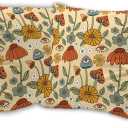 Mushrooms Throw Pillow Covers 18x18 in Set of 2,Boho Retro Groovy Floral Pillow Cases Decorative Double-Sided Square Pillowcases for Home Bed Sofa Living Room Farmhouse Outdoor