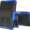 for Fire 7 Tablet Case 12th Generation 2022 Release with Kickstand for Kids, Dual Layer Heavy Duty Shockproof Case (Blue)