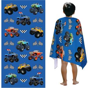 Truck Car Beach Towel for Kids 30 X 60 Inch Monster Trucks Microfiber Pool Towel Absorbent Quick Dry Beach Towel Racing Car Blanket for Boys Summer Pool Party Supplie Bath Sport Travel for Kids Gift