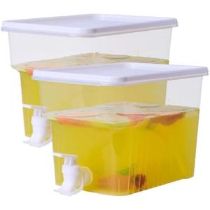 BEWBBAT 2 Pack 1.3 Gallon Fridge Drink Dispenser with Spigot, Leak-proof Plastic Beverage Drink Dispenser Refrigerator Iced Juice Lemonade Dispenser For Party, Bar