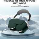 Maxjoy for Apple Airpods Max Smart Case Cover, Soft PU Leather Protective Cover Accessories for Airpod Max with Sleep Mode, Anti-Dust Travel Carrying Case for Airpods Pro Max Headphones, Dark Green