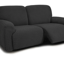 ULTICOR Extra Wide 75" - 100", Reclining 2 Seater Sofa, Extra Wide Reclining Love Seat Slipcover, 6-Piece Jacquared Fabric, Reclining Sofa Covers, Thick, Soft, Washable (Style 2) (Black)