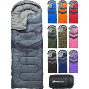 MalloMe Sleeping Bags for Adults Cold Weather & Warm - Backpacking Camping Sleeping Bag for Kids 10-12, Girls, Boys - Lightweight Compact Camping Essentials Gear Accessories Hiking Sleep Must Haves, 31.5 X 86.6" Everyday 3 Season 50-80f