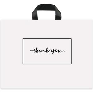 Thank You Merchandise Bags 50Pcs 10x12In White Thank You Bags Bulk - Extra Thick 3.1Mil Customer Bags for Small Business - Small Thank You Shopping Bags for Boutique with Handles