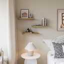 Upassion Floating Shelves for Wall Set of 3, 16" Light Brown Wood Wall Shelves for Home Decor, Frame Display Floating Shelf for Living Room, Bedroom, Bathroom, Kitchen