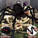 OCATO 200" Halloween Spider Web + 59" Giant Spider Decorations, Fake Spiders with Triangular Huge Spider Web, Indoor/Outdoor/Halloween Decorations/Yard/Home/Costumes Parties/Haunted House Decor, Black