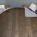 Rustic Wood Round Coffee Table with Metal Legs, Solid Elm Wood Top and Non-Slip Feet Pads - Farmhouse Style for Living Room, Walnut (Walnut Round)