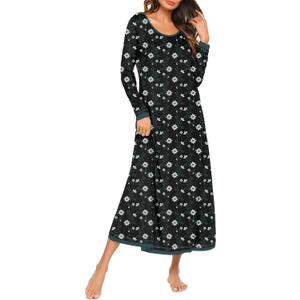 Ekouaer Nightgown Women Long Sleeve Sleepwear Full Length Long Nightshirt Soft Loungewear S-4XL
